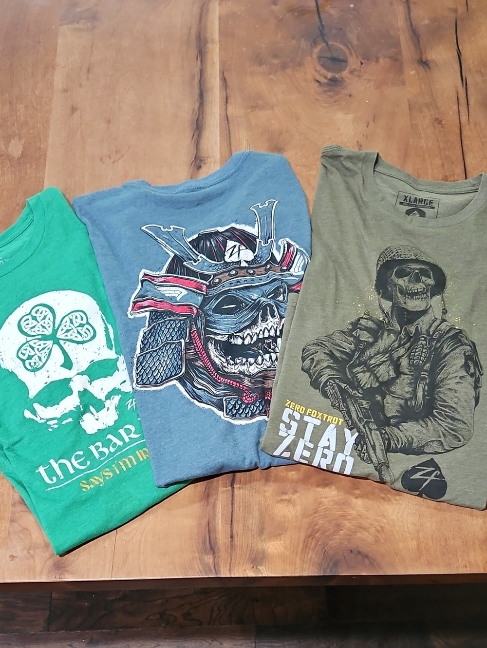 Zero "Foxtrot" Graphic T-Shirt Lot. Patriotic. Size Xl Green, Blue, Olive.